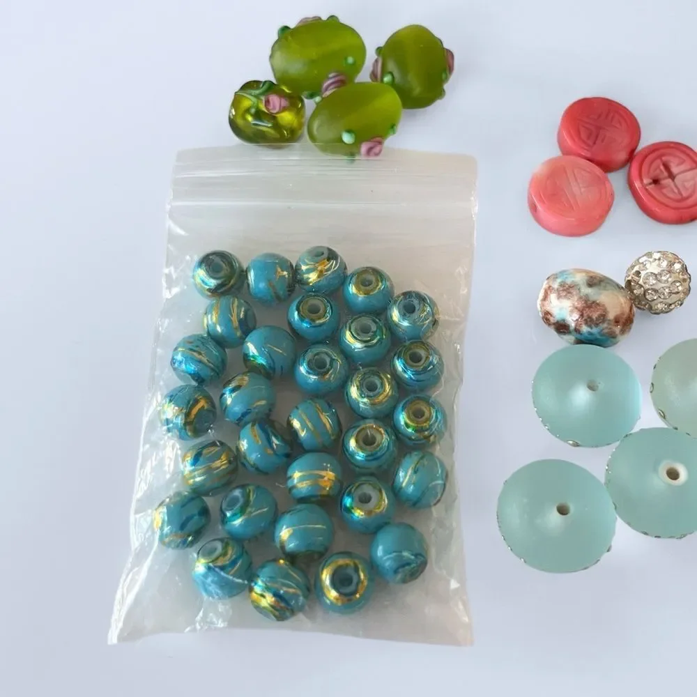 Glass Beads + Charms Jewelry Making Supplies Lot